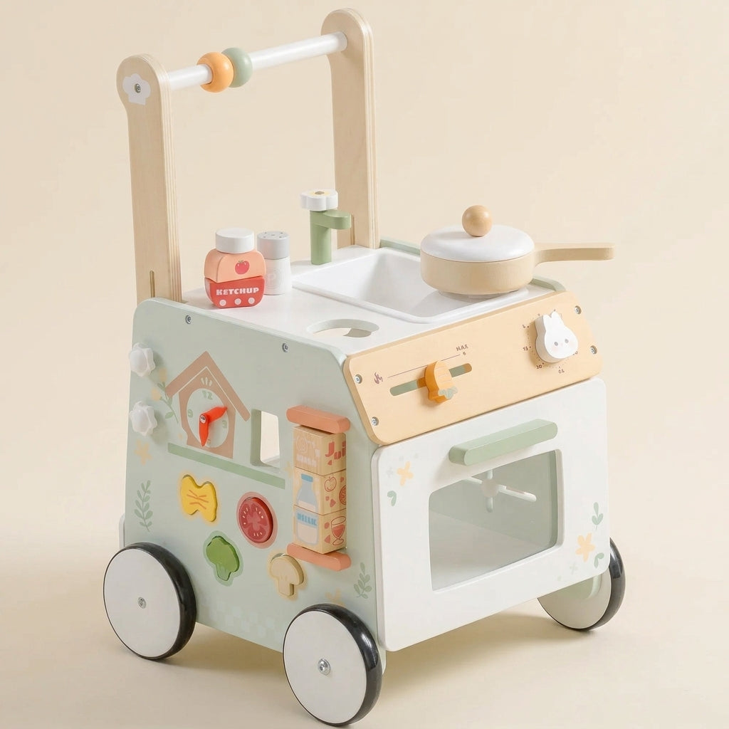 Chariot de marche, face formes et horloge