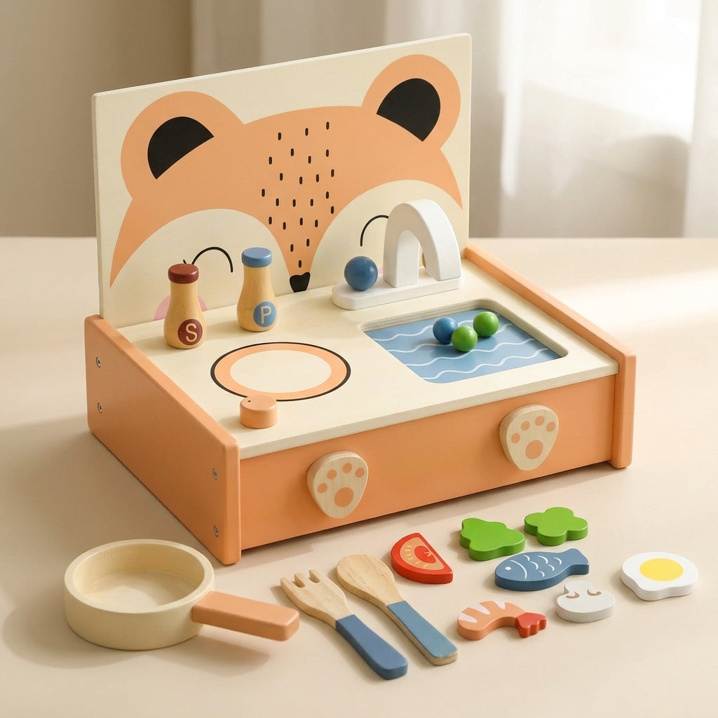 Mini cuisine et ses 12 accessoires en bois