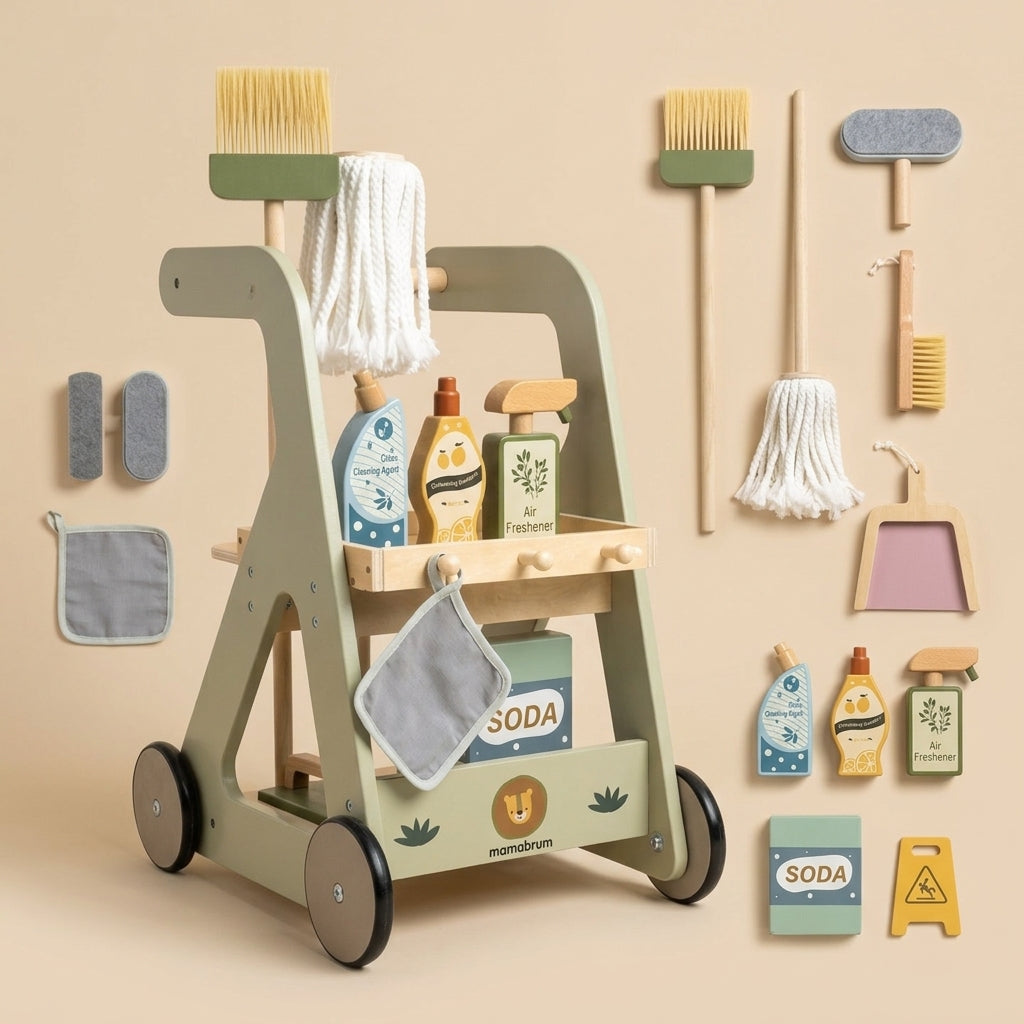 Chariot de ménage et ses 12 accessoires