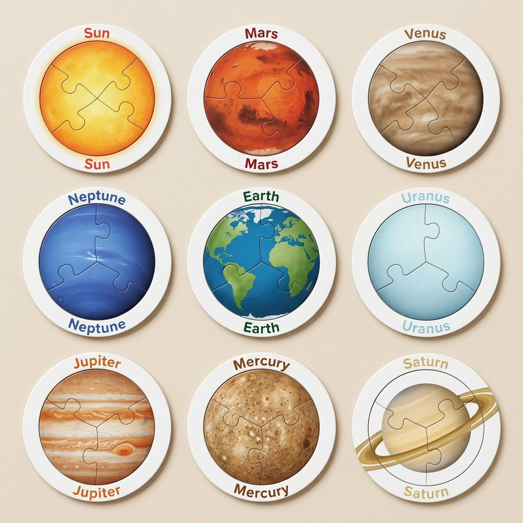 Les 9 puzzles : Soleil et huit planètes