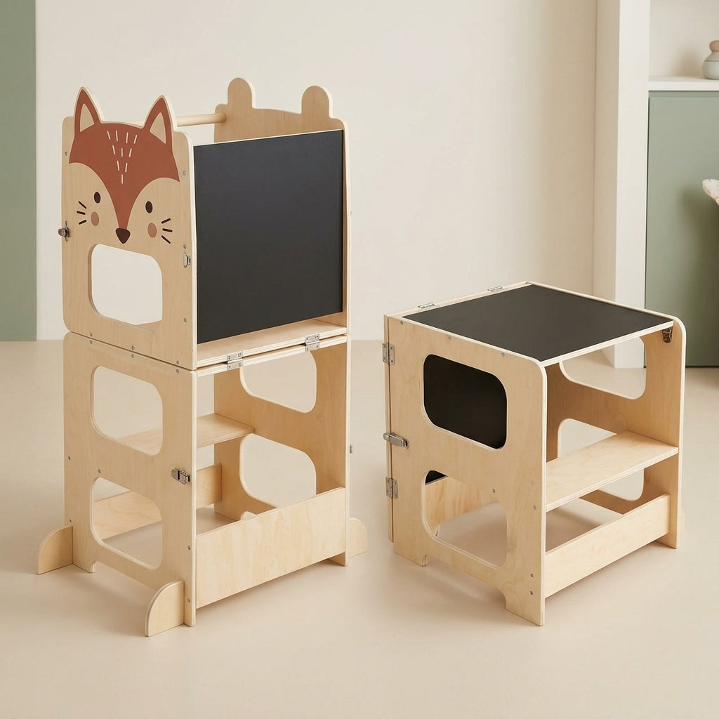 Les deux modes : tour debout et table + chaise