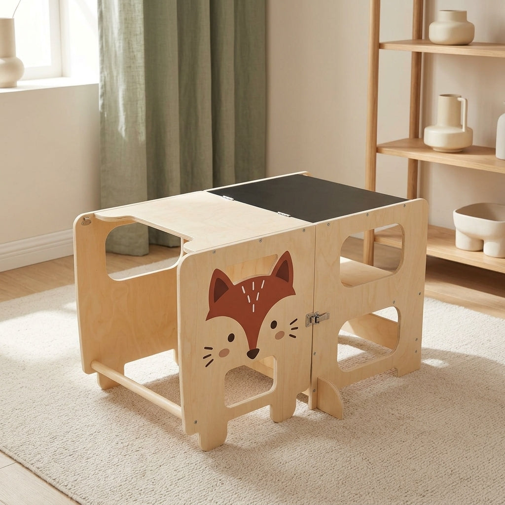 Tour convertie en table et chaise